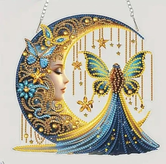 5D Hanging Half Moon and Fairy Jewel Art Home & Bedroom Decor COMPLETED image 0