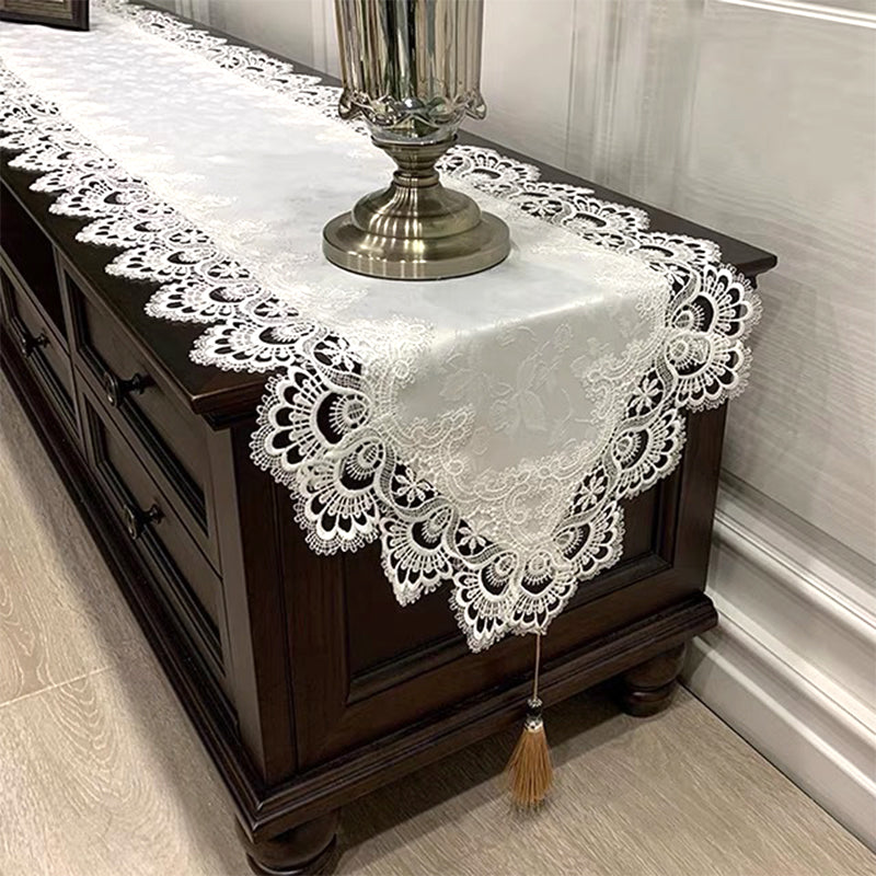 Oval Lace Dust Cover Table Runner Embroidered TV Cabinet Tablecloth Lace Pendant image 7