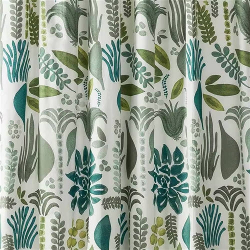 72 x 72 inch Cotton Poly Shower Curtain with Garden Leaves Herb Floral Pattern image 1