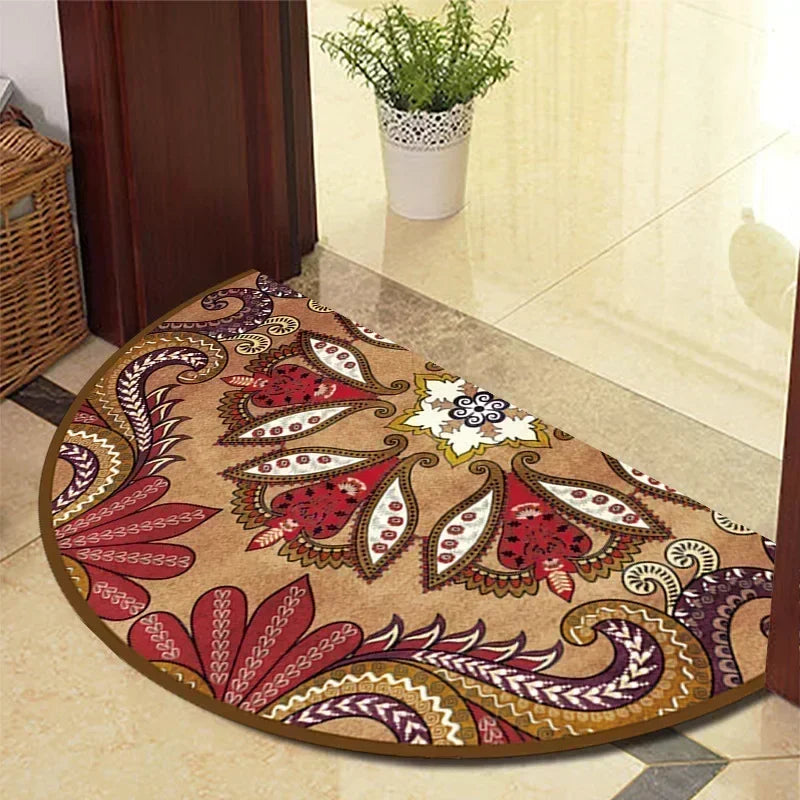 Retro Door Rug Semi-circular Floor Mat European Style Carpet for Living Room Ind image 7