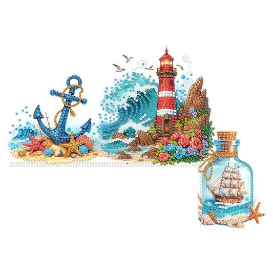 Cute Ocean Lighthouse Wooden Over The Door Sign, Handmade, COMPLETED, SEALED image 0