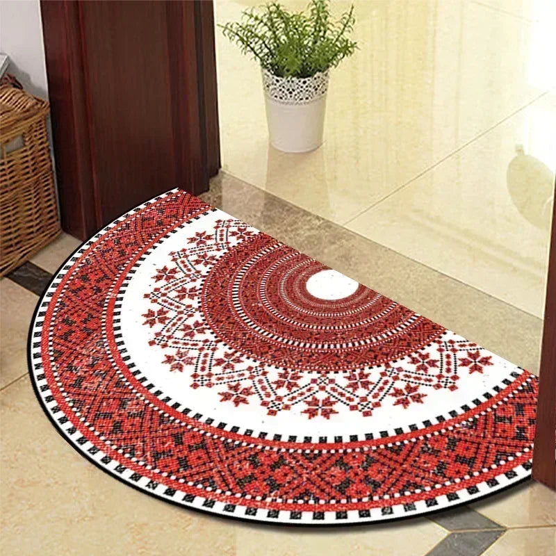 Retro Door Rug Semi-circular Floor Mat European Style Carpet for Living Room Ind image 17