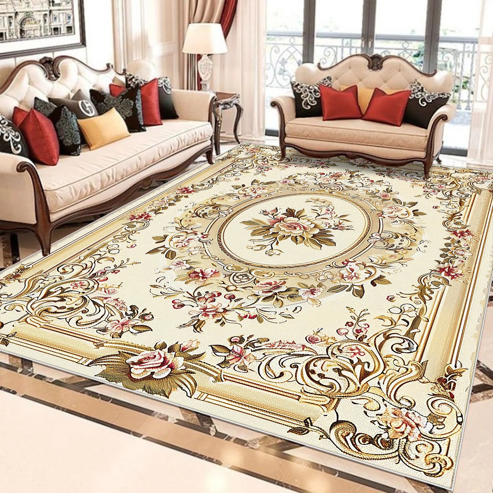 VIKAMA European Style Flower Carpets for Living Room Retro Decoration Home Carpe image 9
