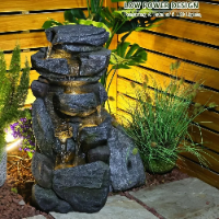 Water Features Outdoor Patio 6-Tier Cascading Rock Water Fountain Water Fall Fou image 1