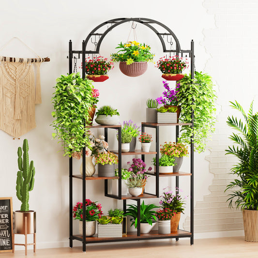 Tall Arched Metal Flower Display Shelf Garden Flower Rack Decorative Display She image 0