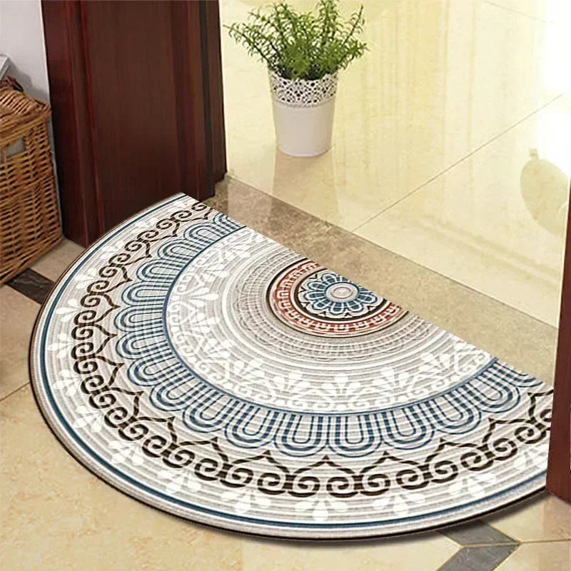 Retro Door Rug Semi-circular Floor Mat European Style Carpet for Living Room Ind image 15