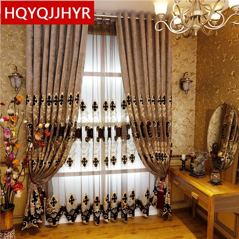 European-Style Luxury Villa Curtains for Living Room Elegant Tulle Curtain Luxur image 0