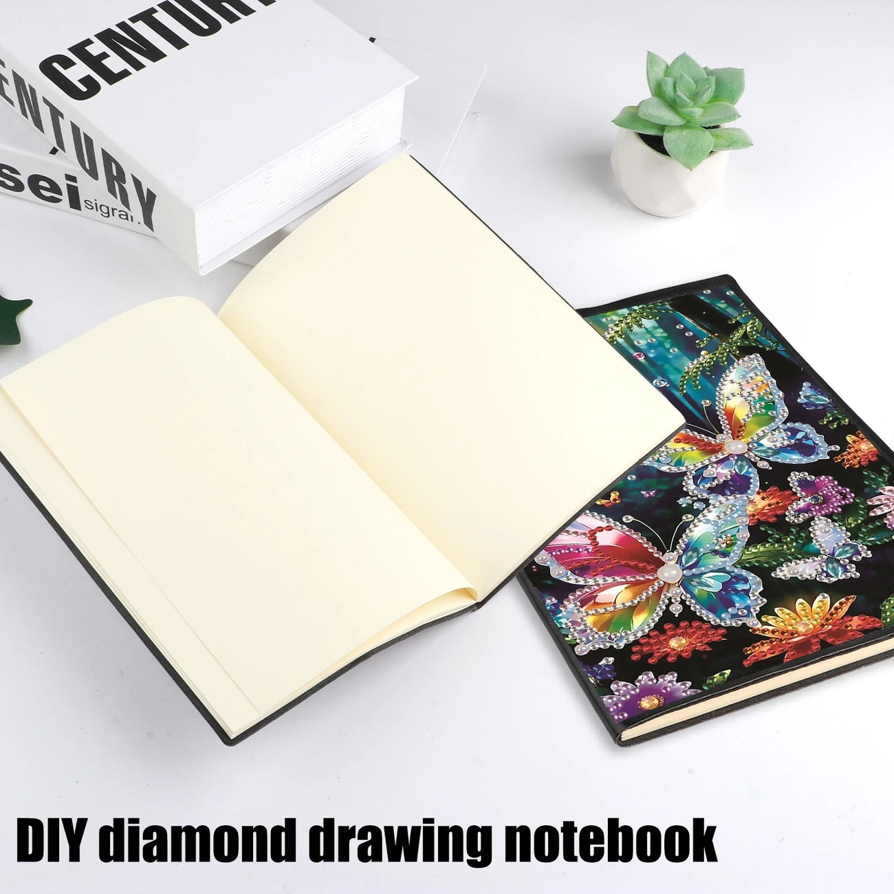 2 Butterflies Diamond Art Painting Notebooks Journal Diamond Jewel Art COMPLETED image 1