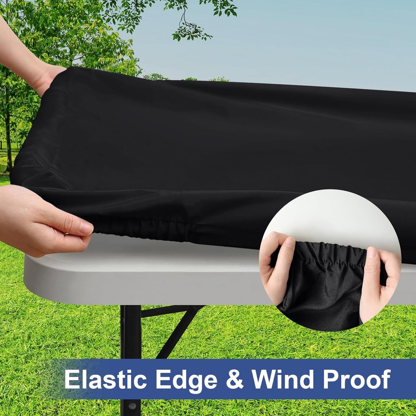 Stretch Tablecloth Cover Washable Polyester Elastic Tablecloth Fits Table Protec image 0