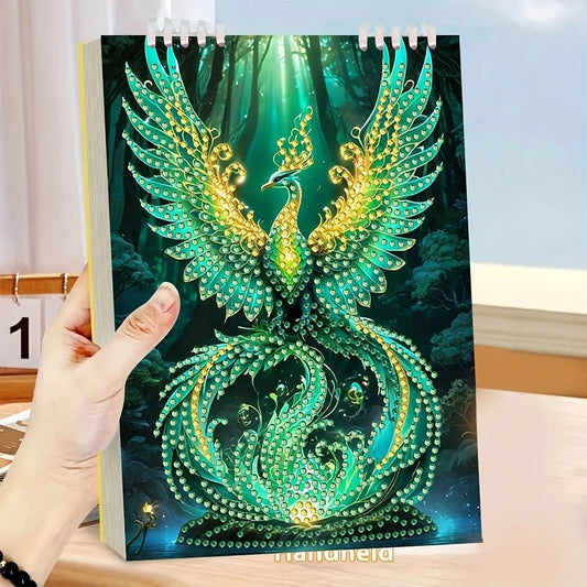 Green Phoenix Pattern Style Notebook Diamond Jewel Art COMPLETED & SEALED image 0