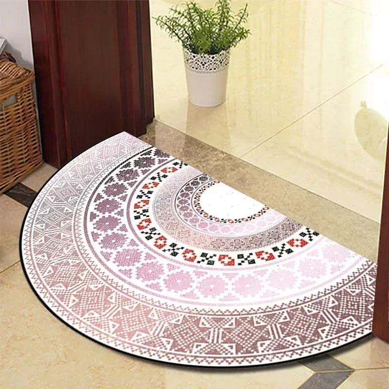 Retro Door Rug Semi-circular Floor Mat European Style Carpet for Living Room Ind image 8