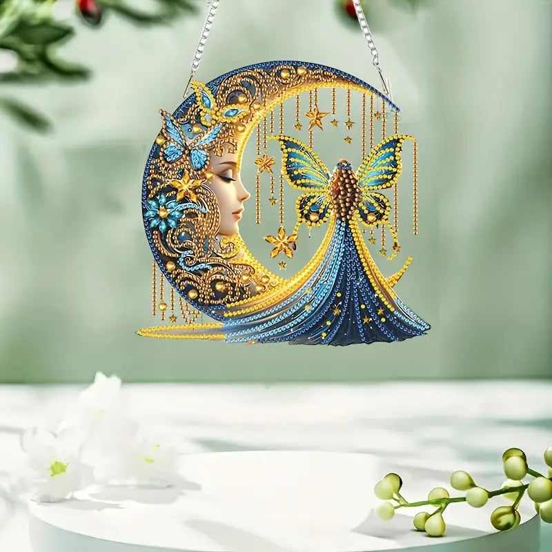 5D Hanging Half Moon and Fairy Jewel Art Home & Bedroom Decor COMPLETED image 1