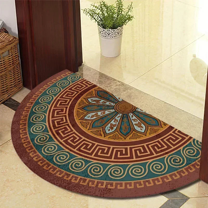 Retro Door Rug Semi-circular Floor Mat European Style Carpet for Living Room Ind image 18