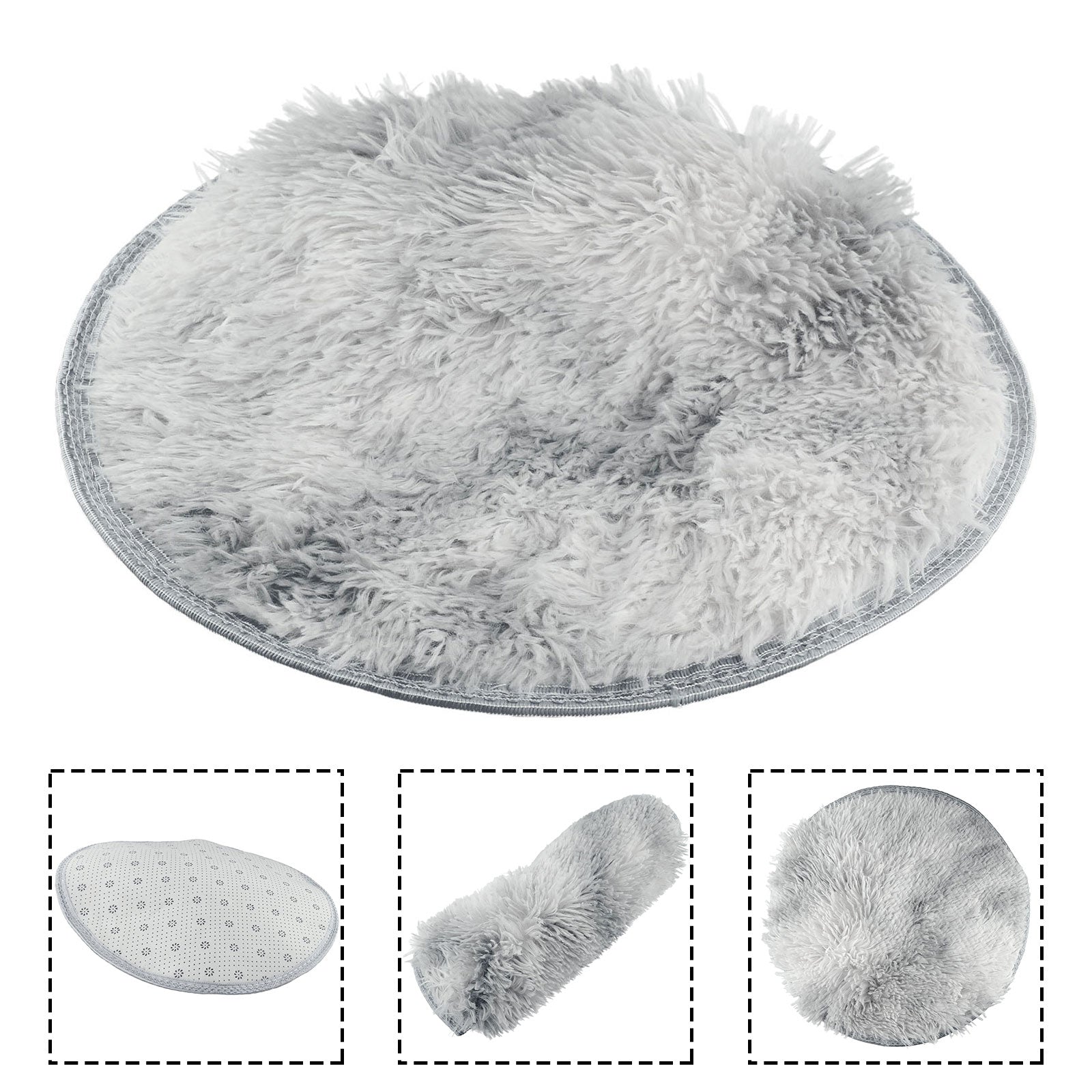 1pc 40cm/60cm Plush Round Rug Mat Fluff Carpet For Living Room Soft Home-Decor B image 2