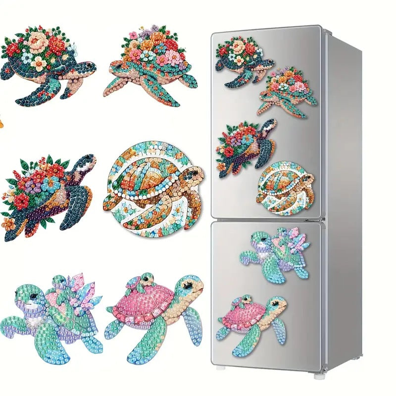 6pcs Turtles Diamond Jewel Art for Refrigerators Magnetic Completed image 0