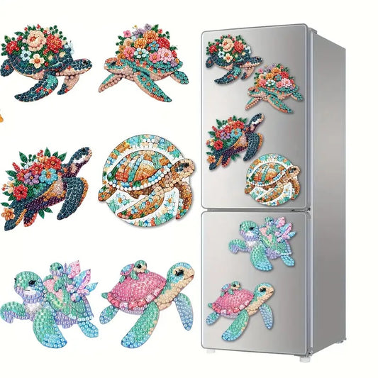 6pcs Turtles Diamond Jewel Art for Refrigerators Magnetic Completed image 0