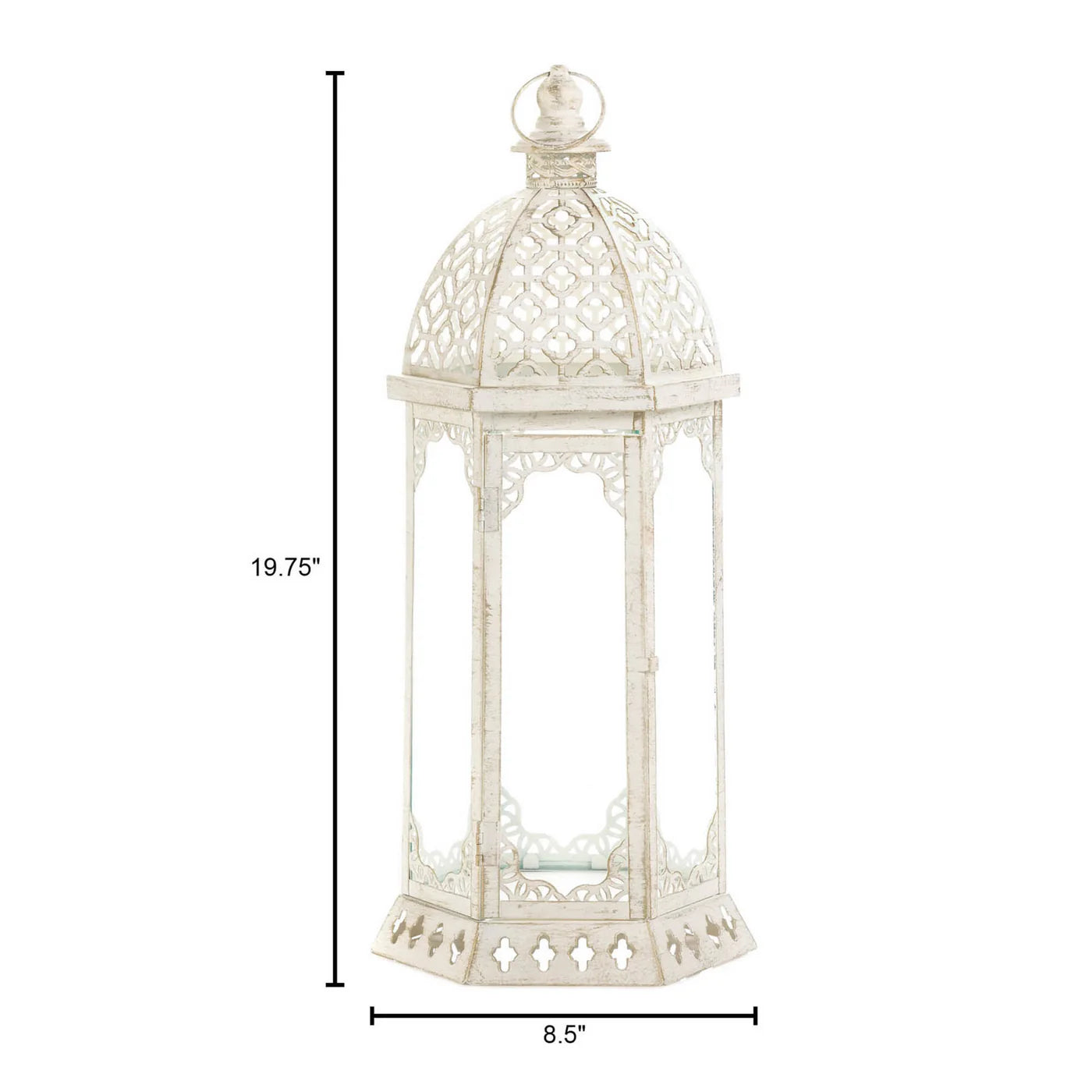 Graceful Distressed White Large  Lantern