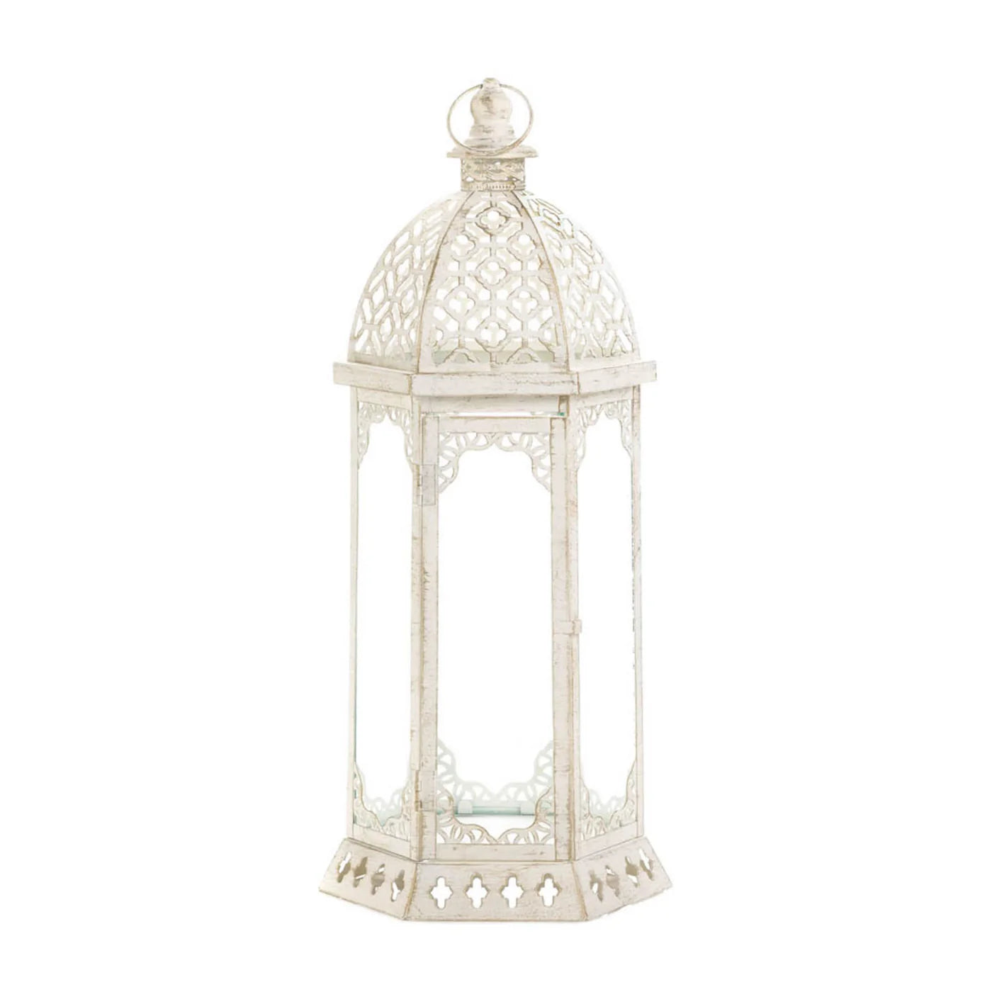Graceful Distressed White Large  Lantern