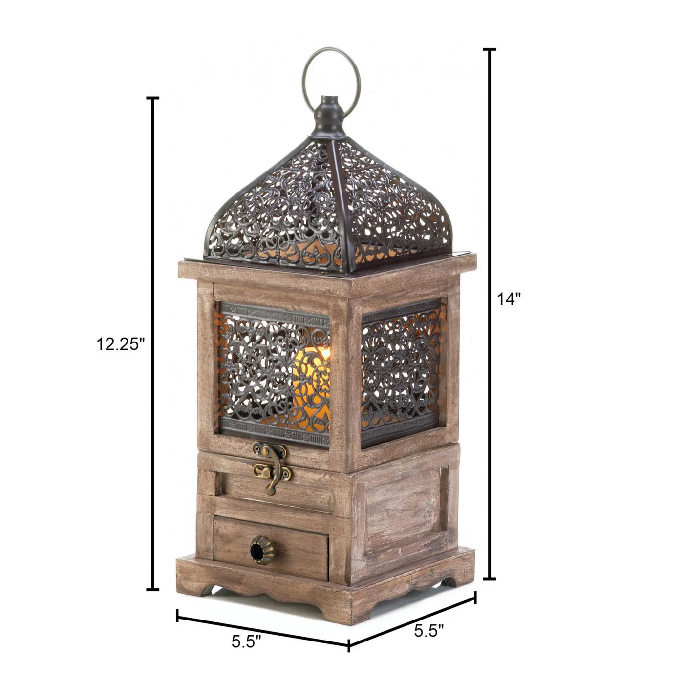 Large Flip-Top Wooden Lantern