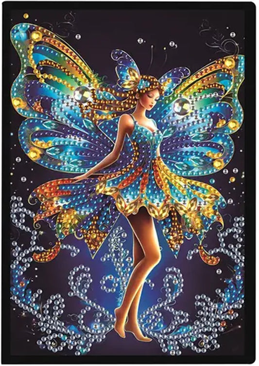 Butterfly Fairy Round Crystal Gem Notebook Journal Diamond Jewel Art COMPLETED image 0