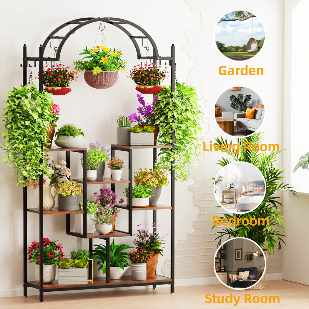 Tall Arched Metal Flower Display Shelf Garden Flower Rack Decorative Display She image 4