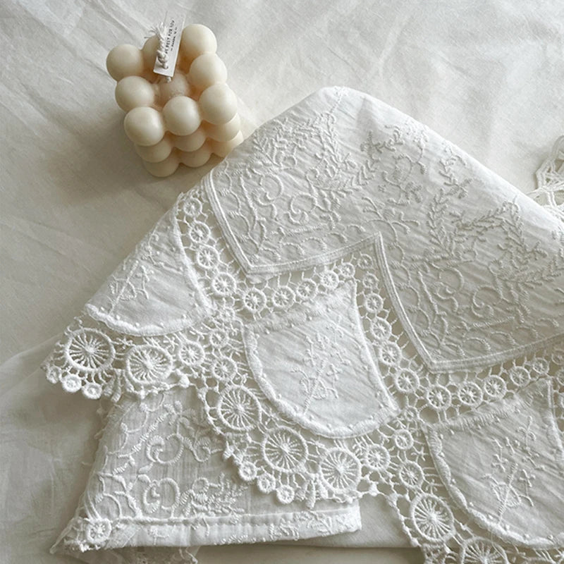 Classic Cotton Lace Tablecloth Dust-Proof Table Cover for Buffet Table Holiday D image 4