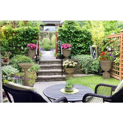 Outdoor Fiberglass Bird Bath in Aged Granite Stone Finish image 2