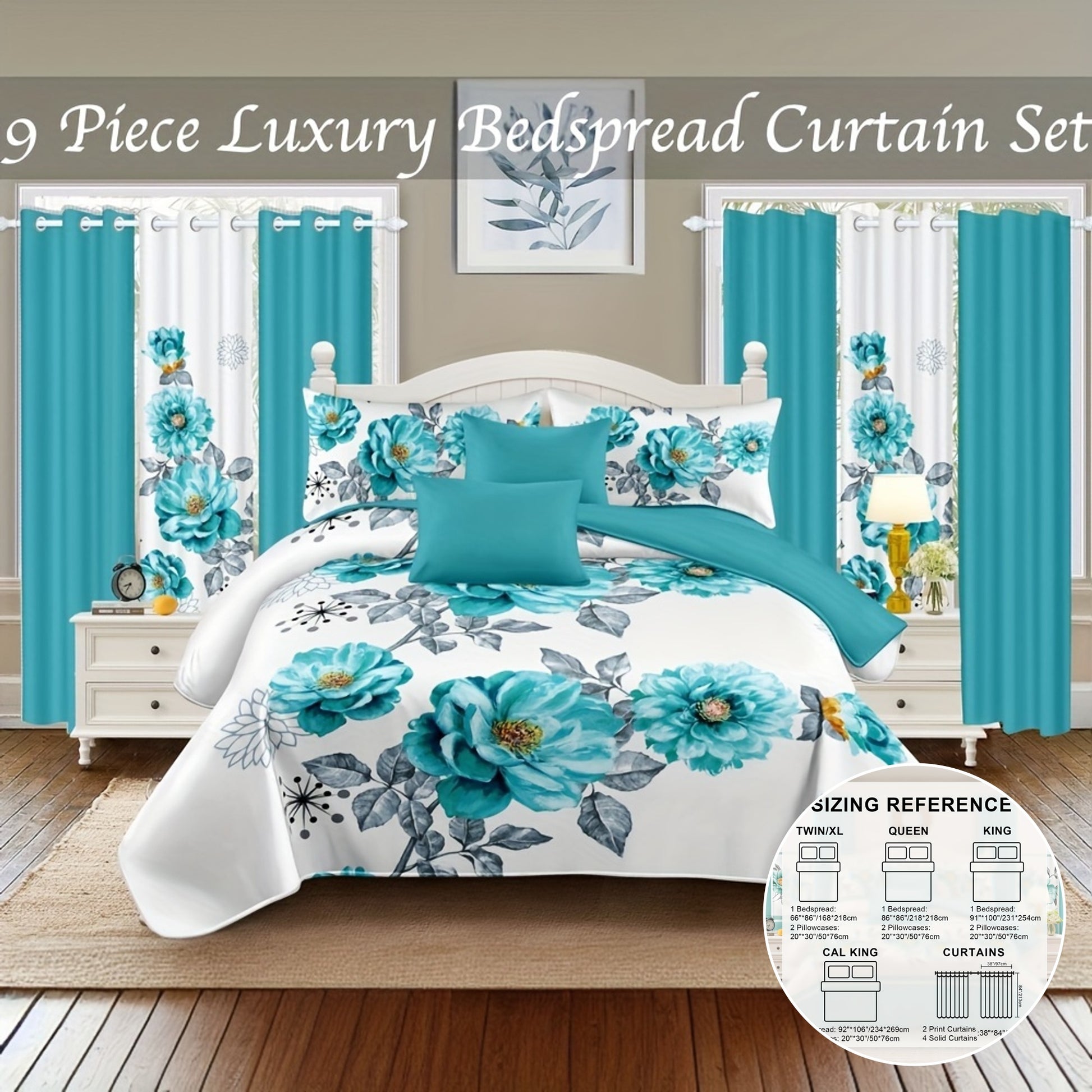 9pcs In A Bag Thick Touch Bed Cover Curtain Set, Upgraded Luxury Bedspread Set,  image 0