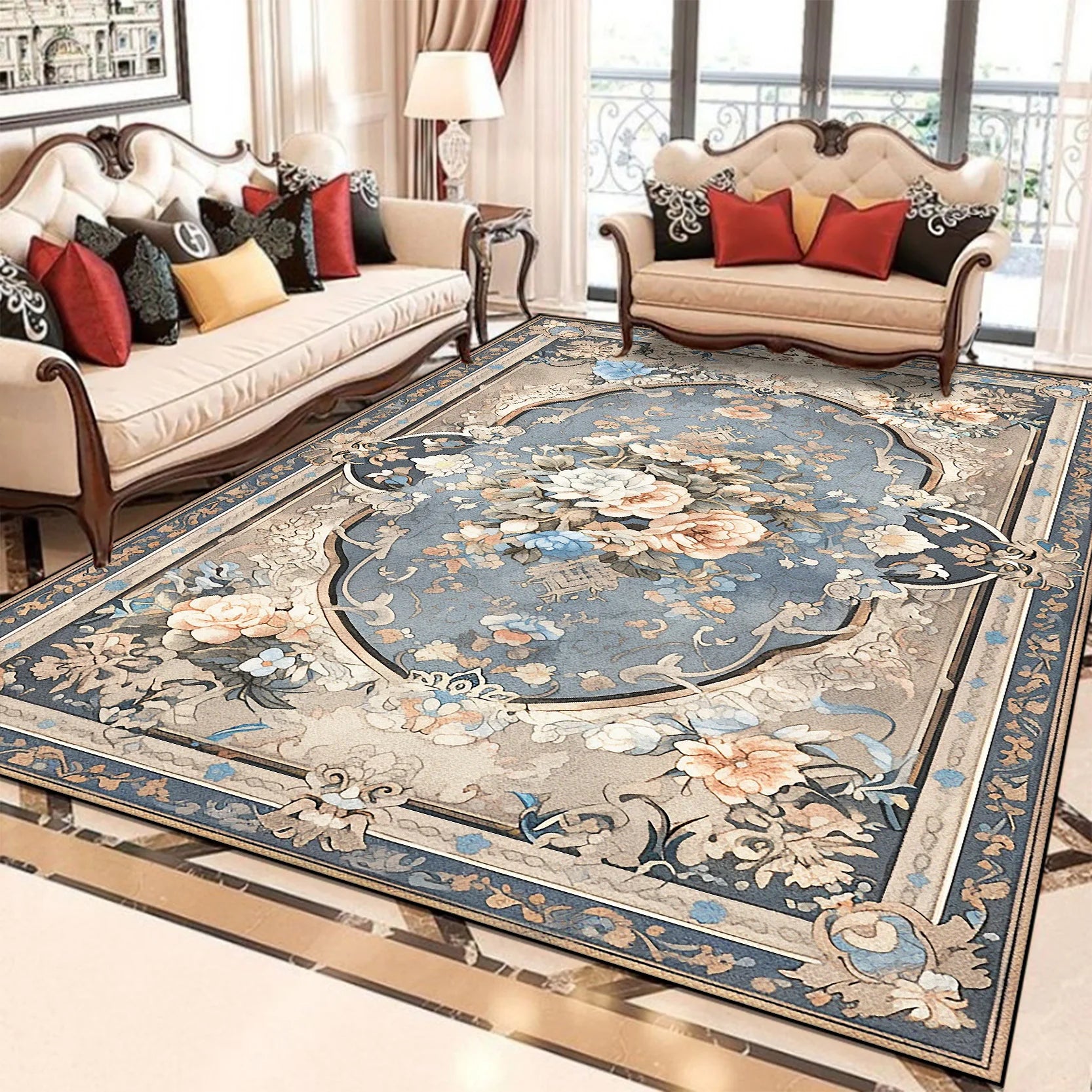 VIKAMA European Style Flower Carpets for Living Room Retro Decoration Home Carpe image 4
