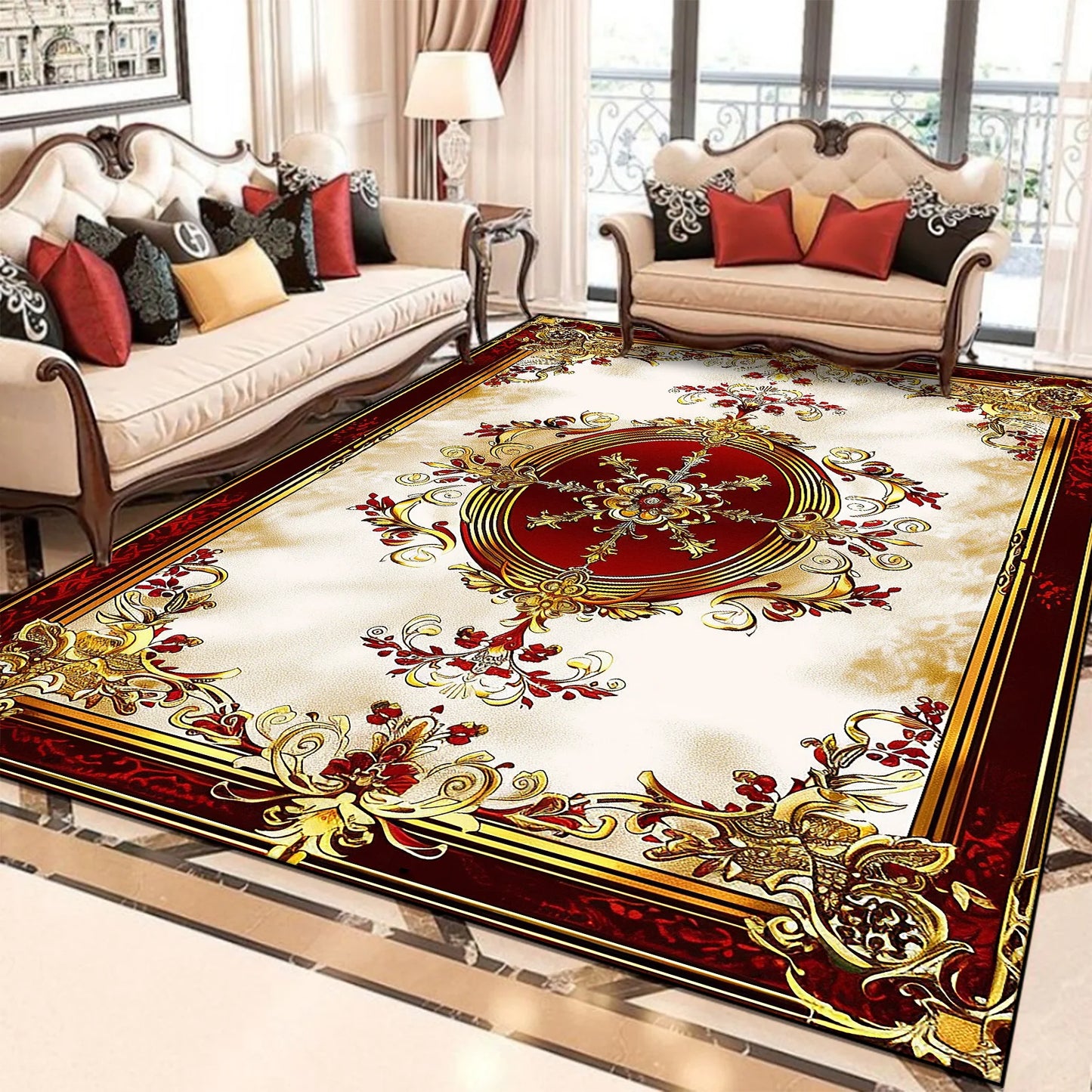 VIKAMA European Style Flower Carpets for Living Room Retro Decoration Home Carpe image 11