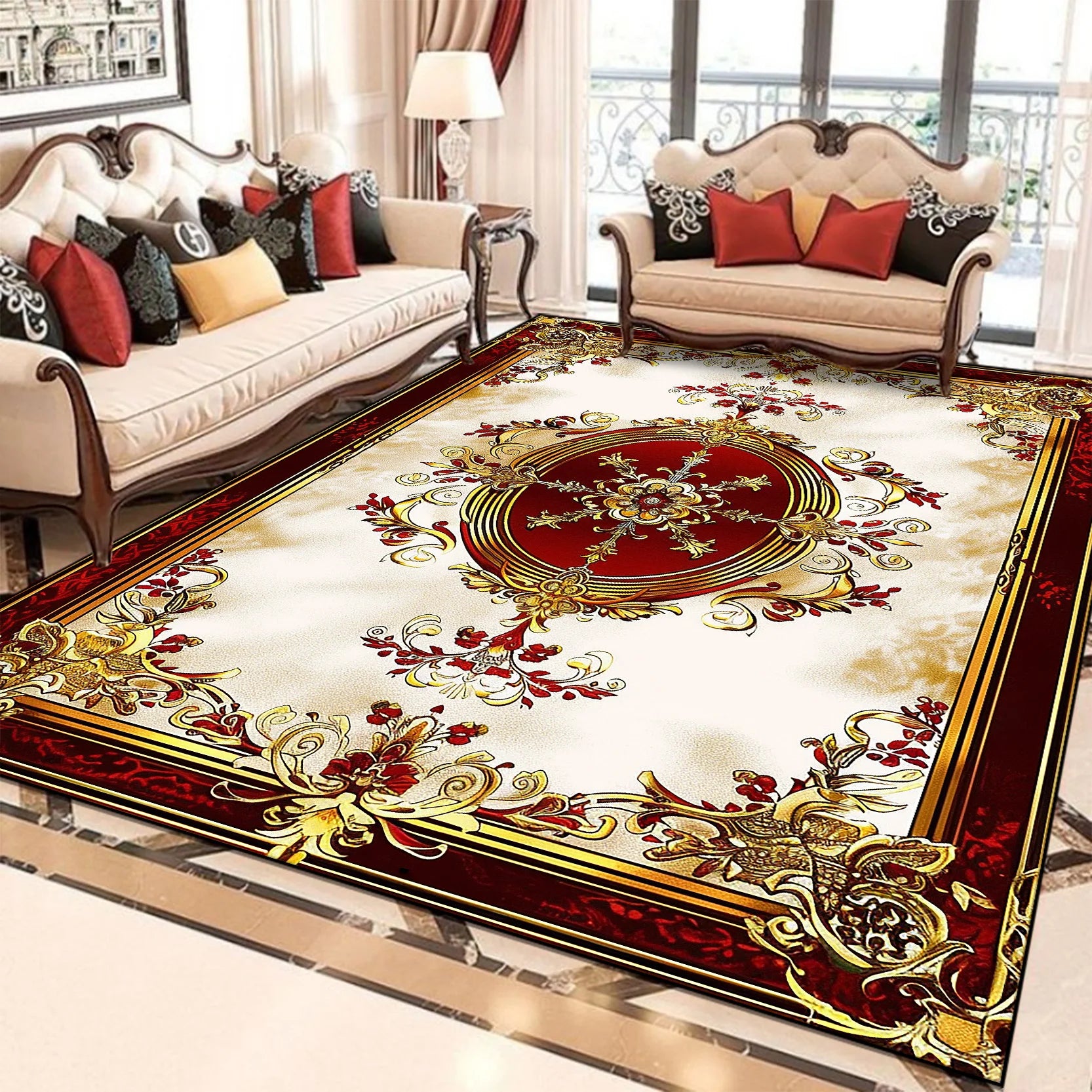 VIKAMA European Style Flower Carpets for Living Room Retro Decoration Home Carpe image 11