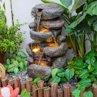 Water Features Outdoor Patio 6-Tier Cascading Rock Water Fountain Water Fall Fou image 8