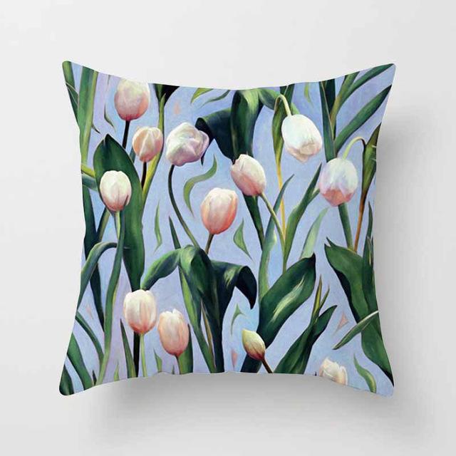 Vintage Flower Tropical Leaves Cushion Cover image 3