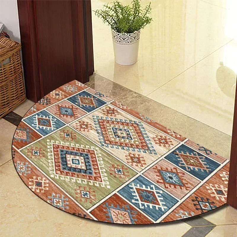 Retro Door Rug Semi-circular Floor Mat European Style Carpet for Living Room Ind image 11