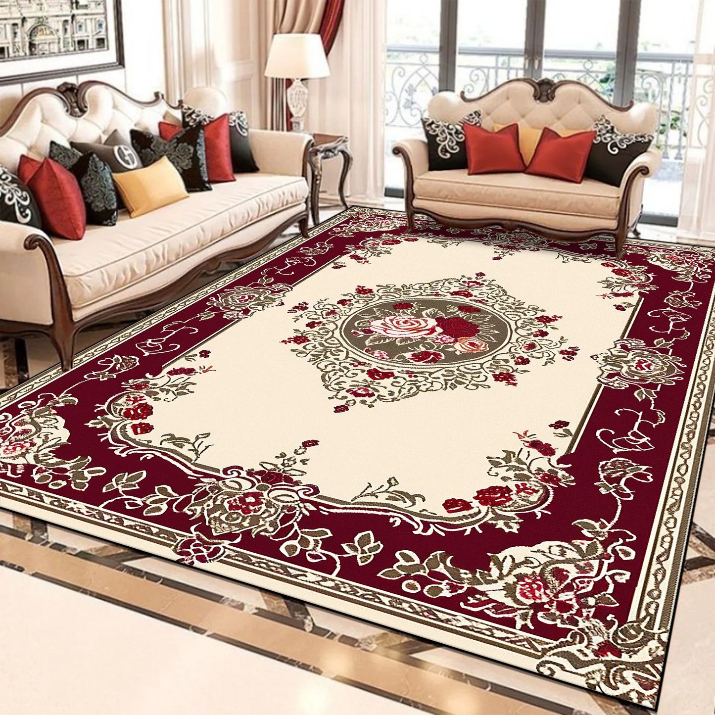 VIKAMA European Style Flower Carpets for Living Room Retro Decoration Home Carpe image 6
