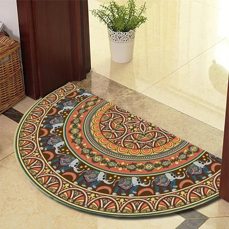Retro Door Rug Semi-circular Floor Mat European Style Carpet for Living Room Ind image 25