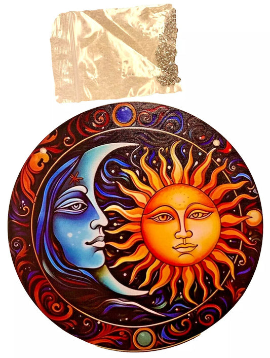 Sun Moon Stained Windows Hangings Suncatcher Window Ornament Stained Panel image 0