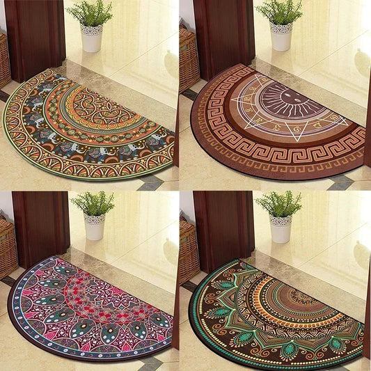 Retro Door Rug Semi-circular Floor Mat European Style Carpet for Living Room Ind image 0