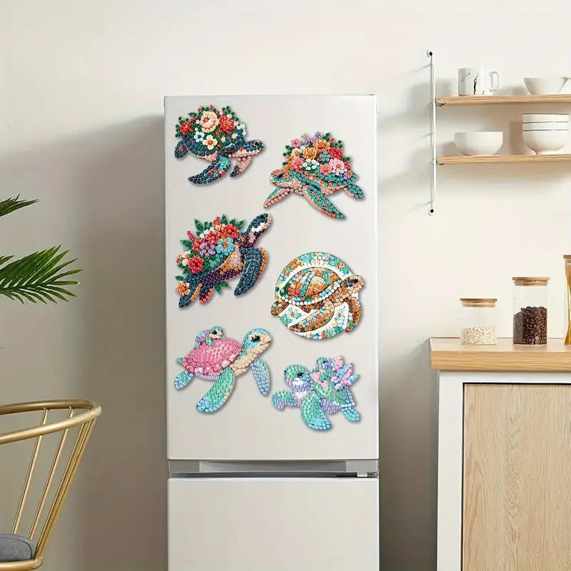 6pcs Turtles Diamond Jewel Art for Refrigerators Magnetic Completed image 2