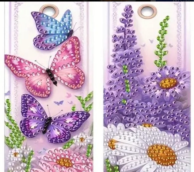 2 Floral Butterfly Bookmarks Diamond Jewel Art COMPLETED & SEALED U CHOOSE