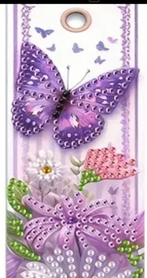 2 Floral Butterfly Bookmarks Diamond Jewel Art COMPLETED & SEALED U CHOOSE
