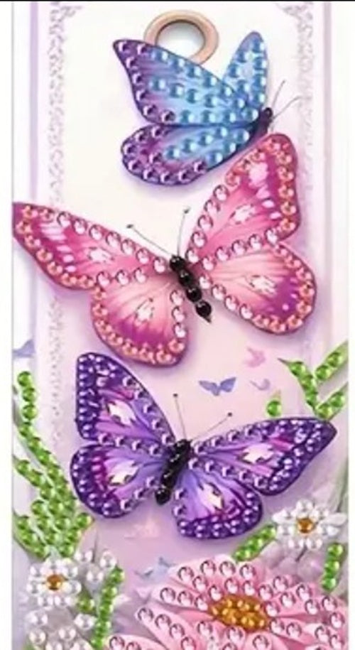 2 Floral Butterfly Bookmarks Diamond Jewel Art COMPLETED & SEALED U CHOOSE