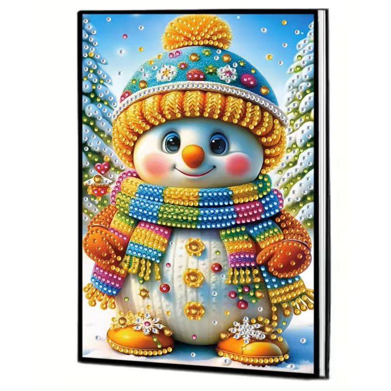 Christmas Snowman Theme Notebook, Journal, Diamond Jewel Art COMPLETED