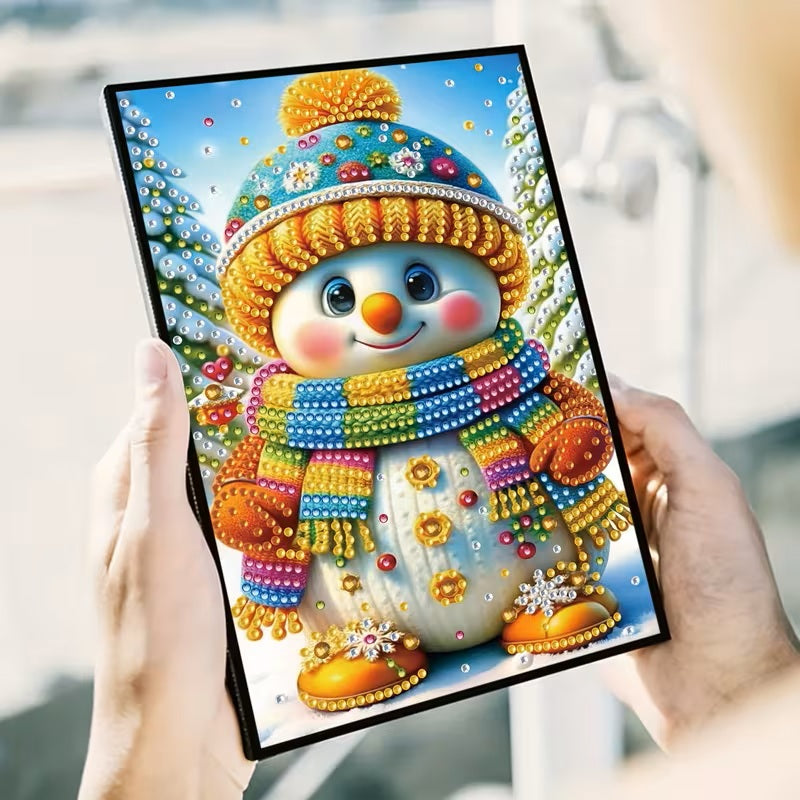 Christmas Snowman Theme Notebook, Journal, Diamond Jewel Art COMPLETED
