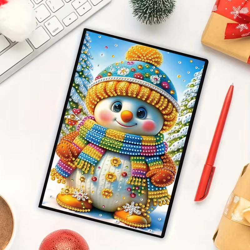 Christmas Snowman Theme Notebook, Journal, Diamond Jewel Art COMPLETED