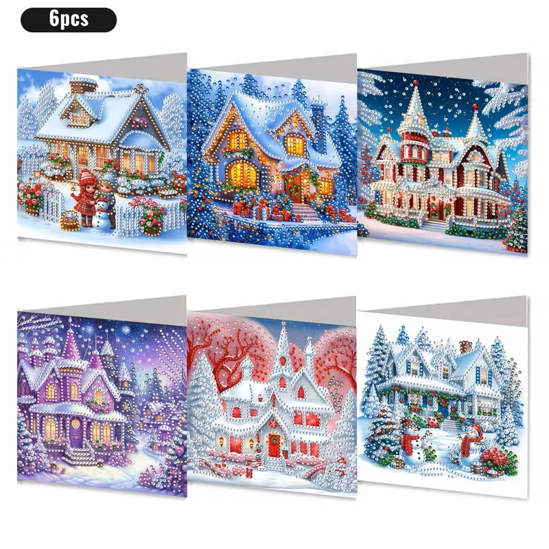 6 Creative Christmas-Themed Greeting Cards Diamond Jewel Art COMPLETED & SEALED