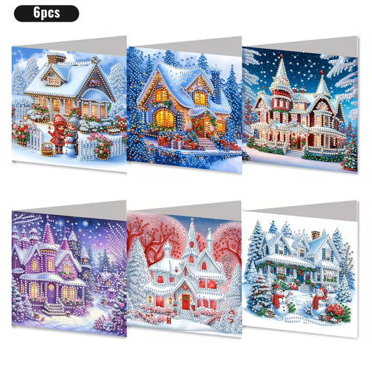 6 Creative Christmas-Themed Greeting Cards Diamond Jewel Art COMPLETED & SEALED