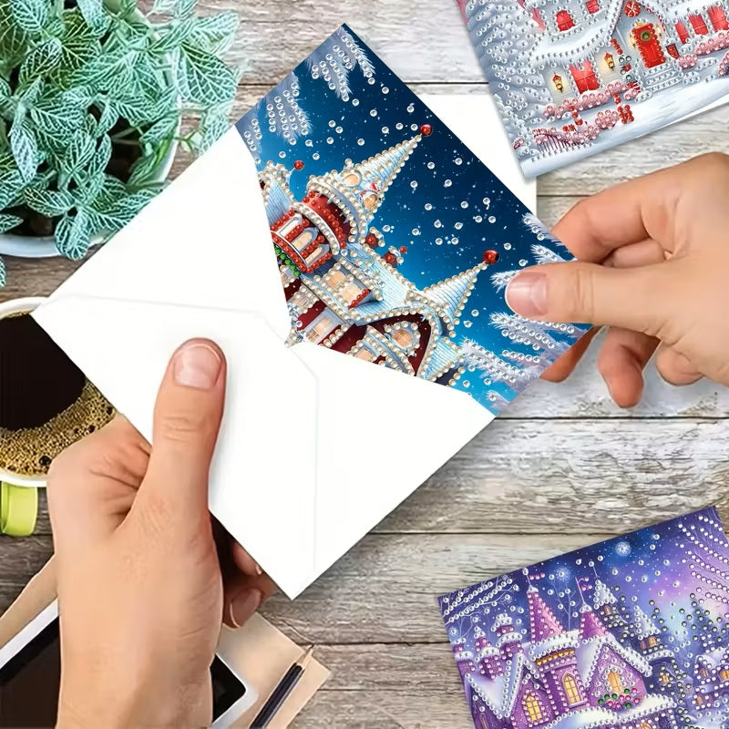 6 Creative Christmas-Themed Greeting Cards Diamond Jewel Art COMPLETED & SEALED