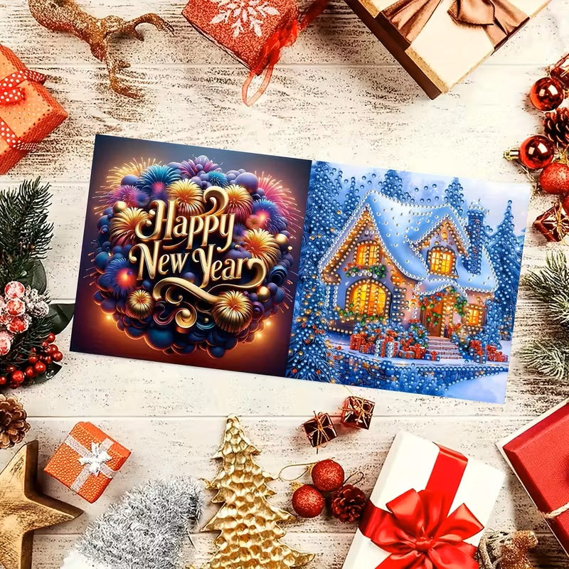 6 Creative Christmas-Themed Greeting Cards Diamond Jewel Art COMPLETED & SEALED