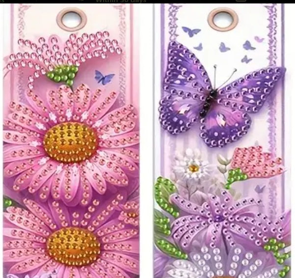 2 Floral Butterfly Bookmarks Diamond Jewel Art COMPLETED & SEALED U CHOOSE